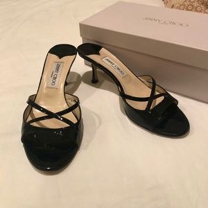 Jimmy Choo black open toe and open back heel